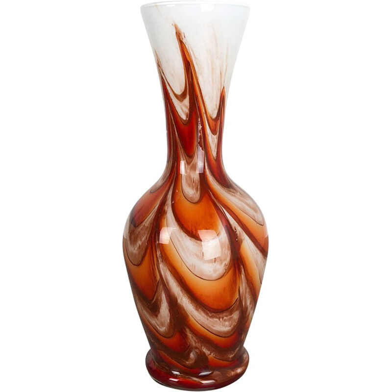 Vase vintage orangé par Opaline Florence, Italie 1970