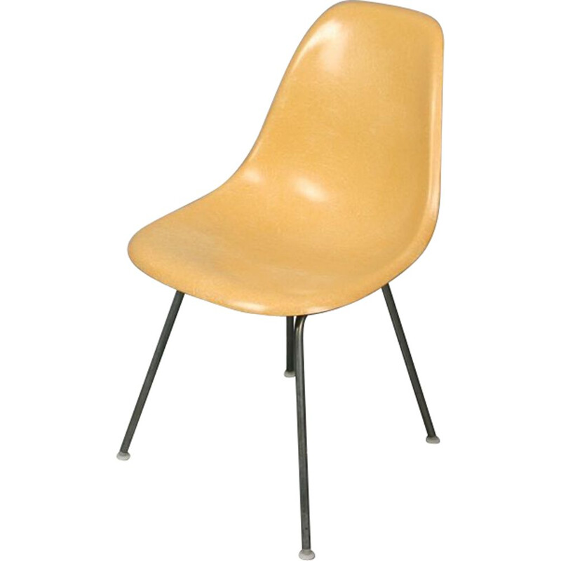 Chaise dsx fibre ochre light base zinguée eames herman miller vintage