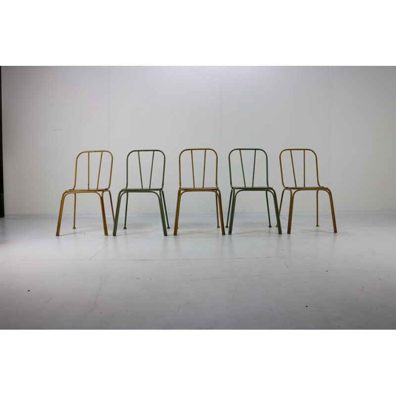 Suite de 5 chaises bistro vintage danoises en métal