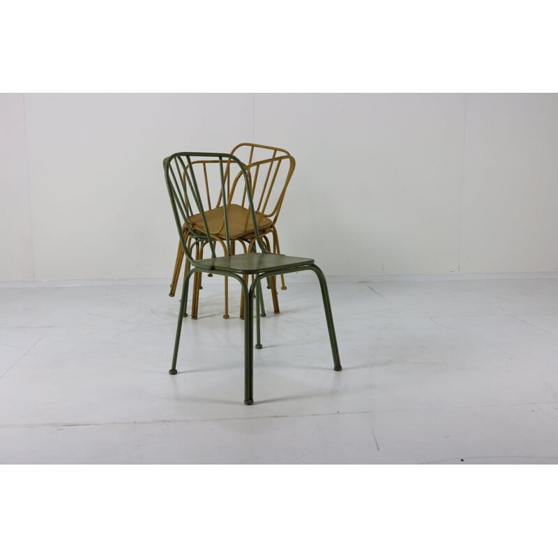 Set of 5 vintage Danish bistro chairs in metal