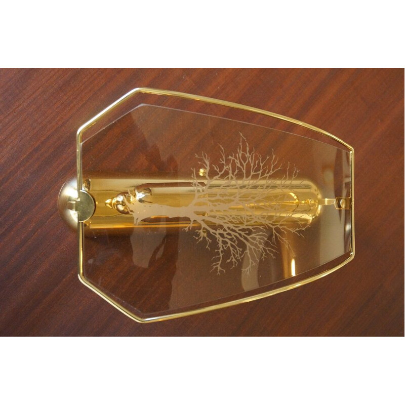 Vintage-Wandleuchte aus Glas und Messing