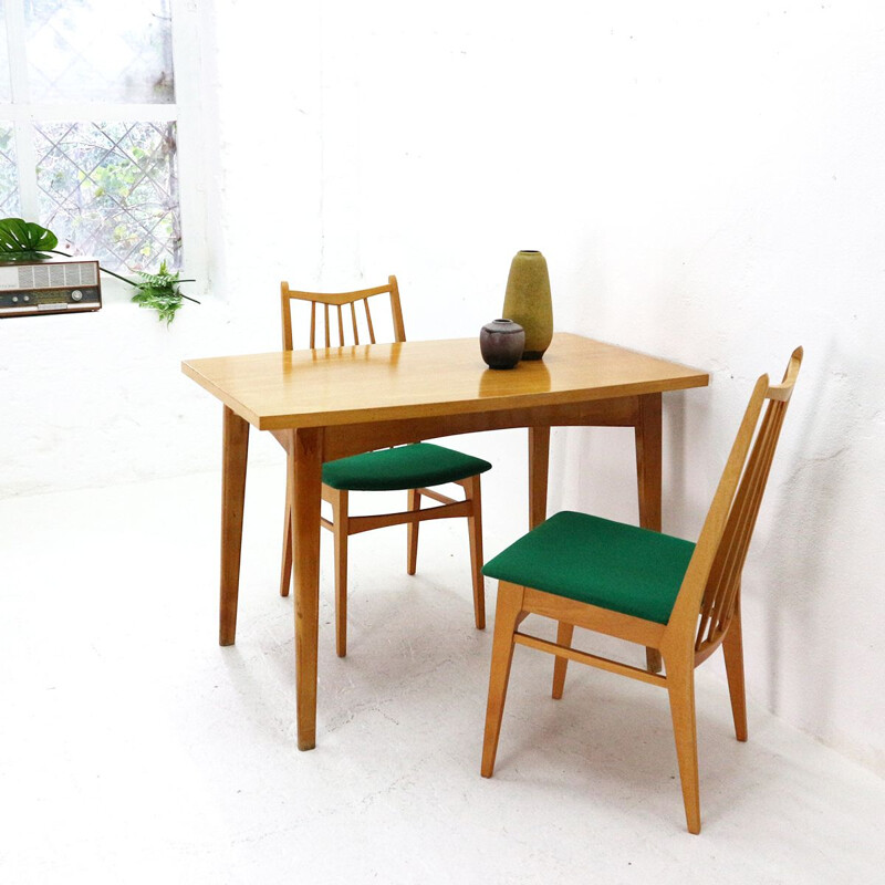 Vintage German dining table in beechwood