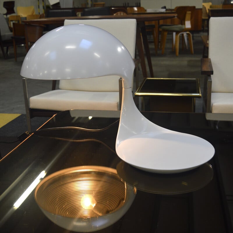 Cobra table lamp in white lacquered metal, Elio MARTINELLI - 1960s