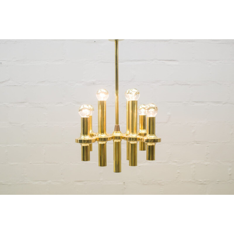 Vintage gold Chandelier in brass, Italy 1960s