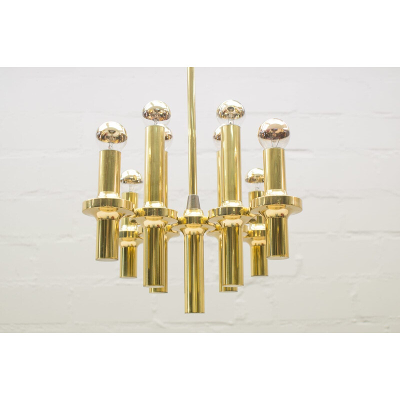 Vintage gold Chandelier in brass, Italy 1960s