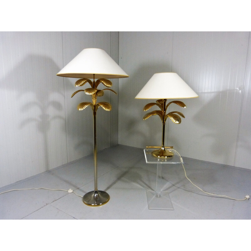 Lot de 2 Lampes palmier, en cuivre et laiton 1970