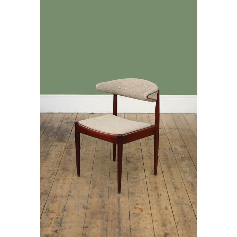 Set of 6 vintage dining chairs, teak and fabric, Holland