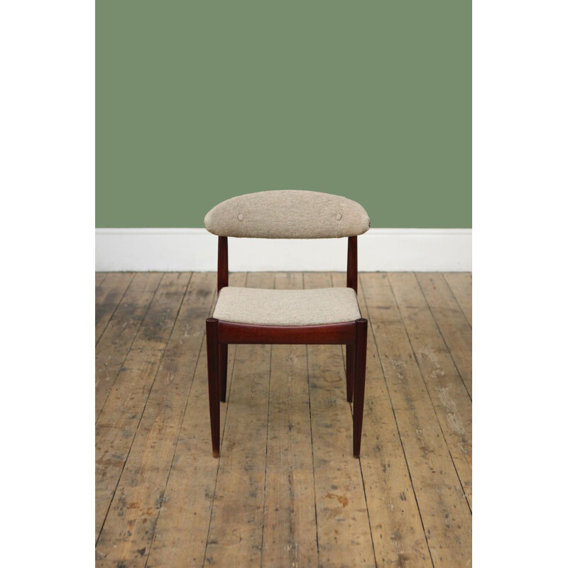 Set of 6 vintage dining chairs, teak and fabric, Holland