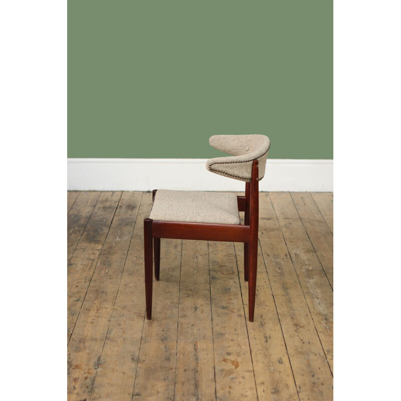 Set of 6 vintage dining chairs, teak and fabric, Holland