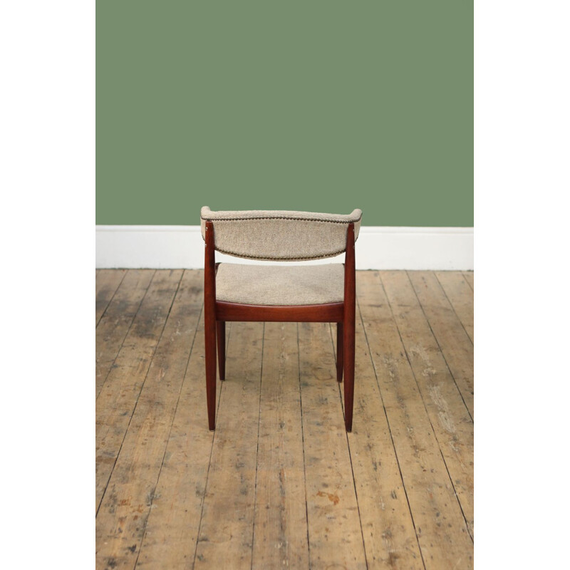 Set of 6 vintage dining chairs, teak and fabric, Holland