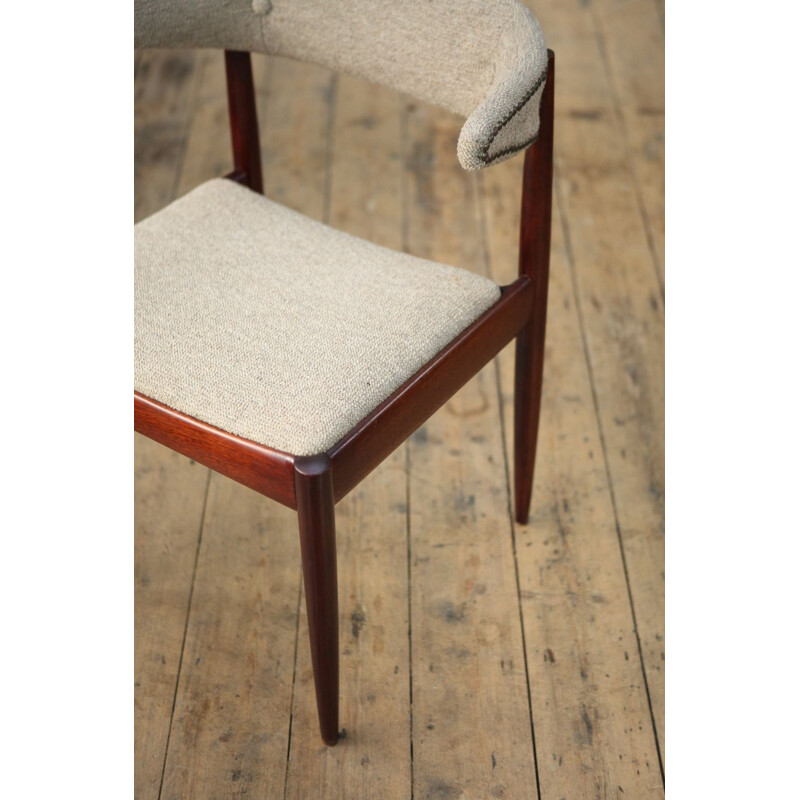 Set of 6 vintage dining chairs, teak and fabric, Holland