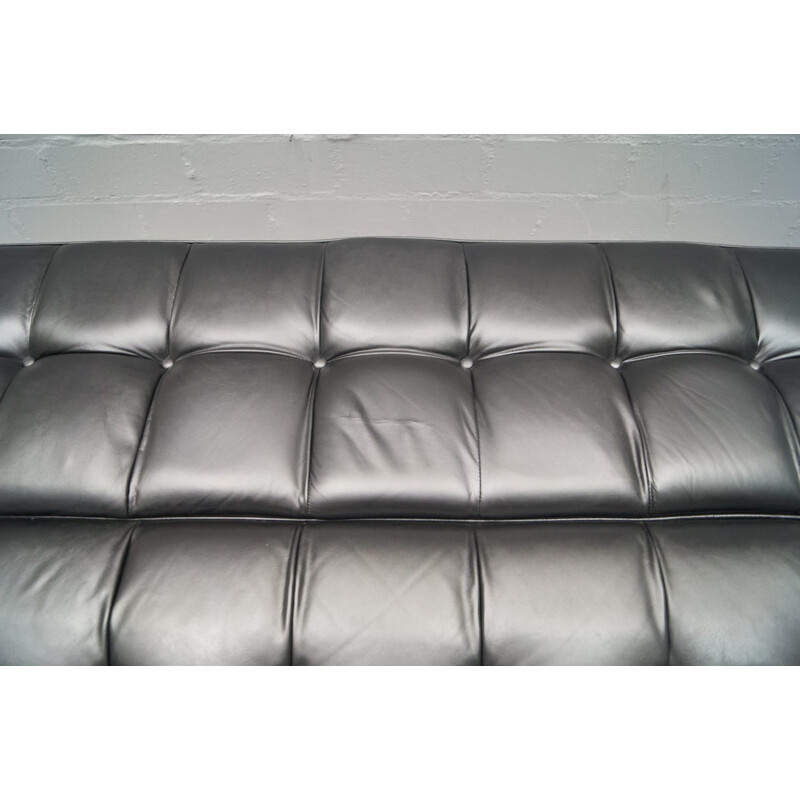 vintage black sofa in leather constanze by Johannes Spalt for Wittmann