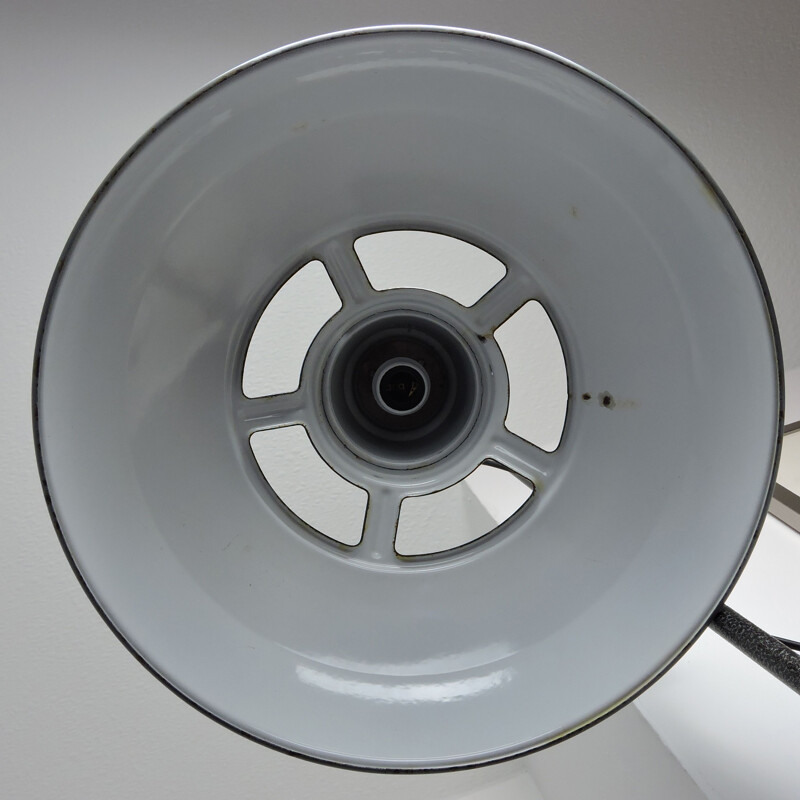 Vintage industrial grey enamel hanging lamp