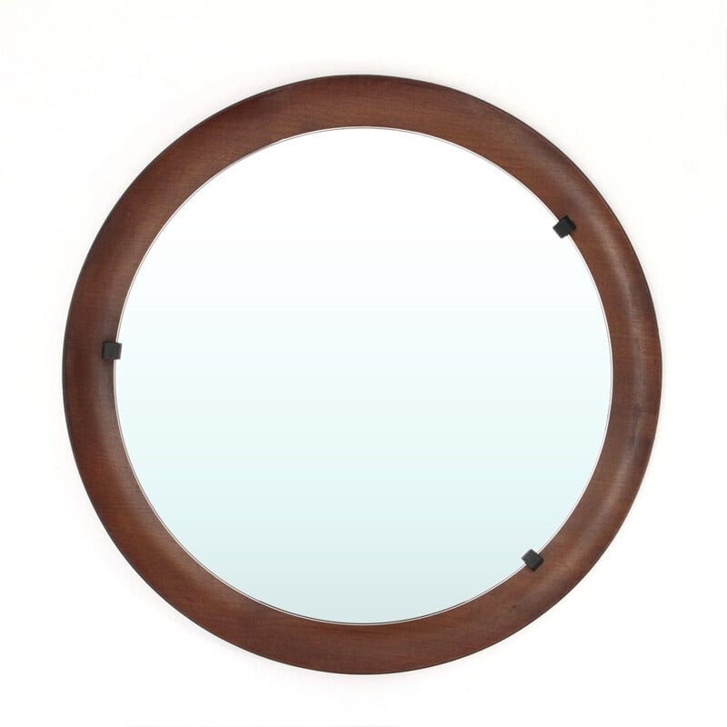 Miroir vintage italien contreplaqué rond