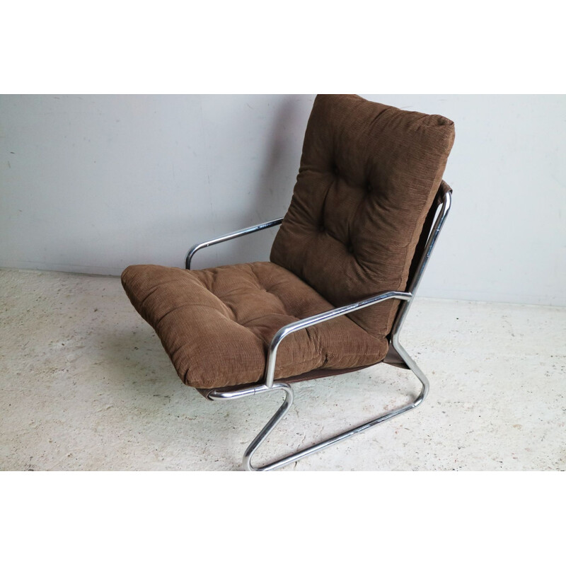 Fauteuil vintage en chrome tubulaire danois