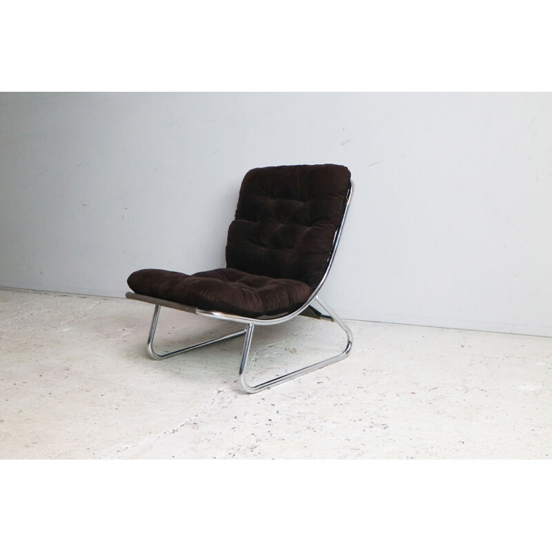 Vintage Danish tubular chrome framed lounge chair