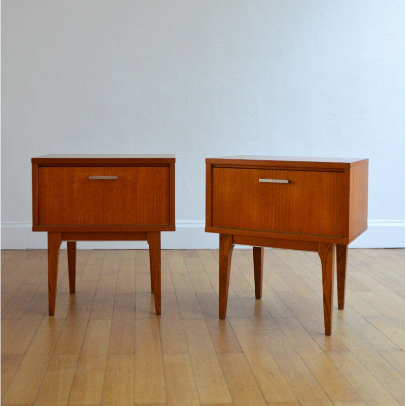 Set of 2 vintage Scandinavian teak night stands