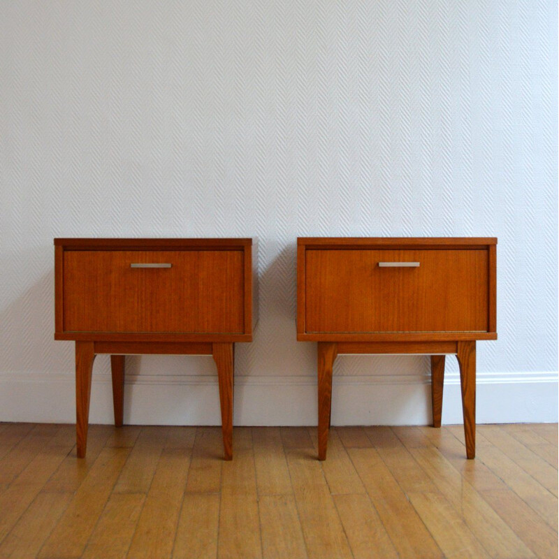 Set of 2 vintage Scandinavian teak night stands