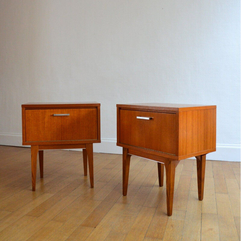 Suite de 2 tables de chevets scandinave en teck