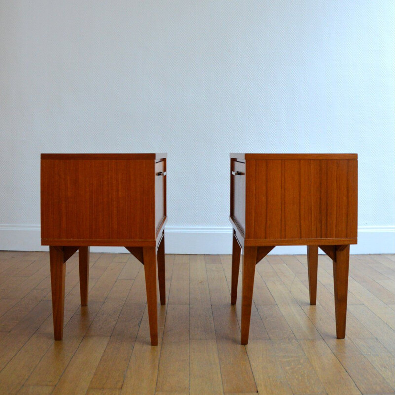 Set of 2 vintage Scandinavian teak night stands