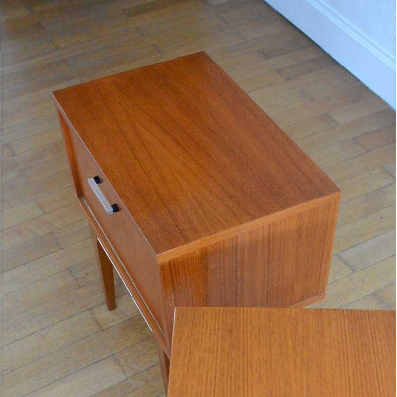 Set of 2 vintage Scandinavian teak night stands