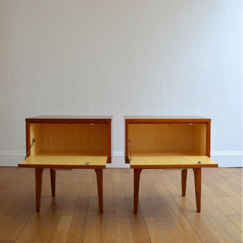 Set of 2 vintage Scandinavian teak night stands