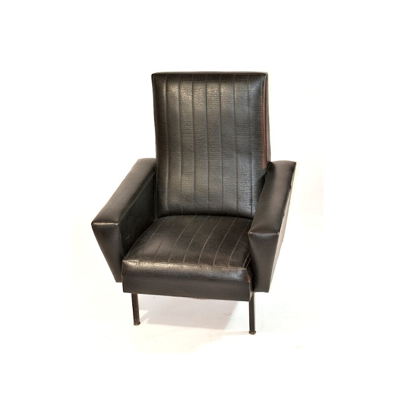 Fauteuil vintage en simili cuir - 1960