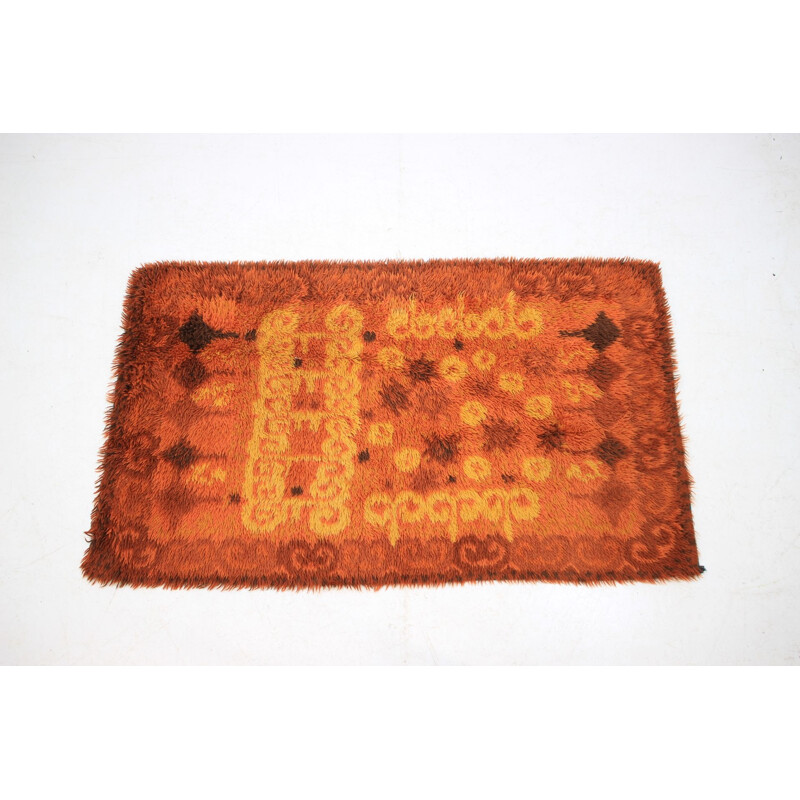 Vintage Danish orange wool carpet in Danish EGERYA