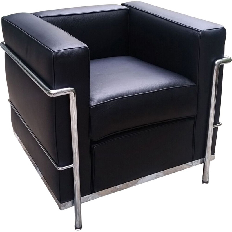 Black LC2 armchair by Le Corbusier for Cassina