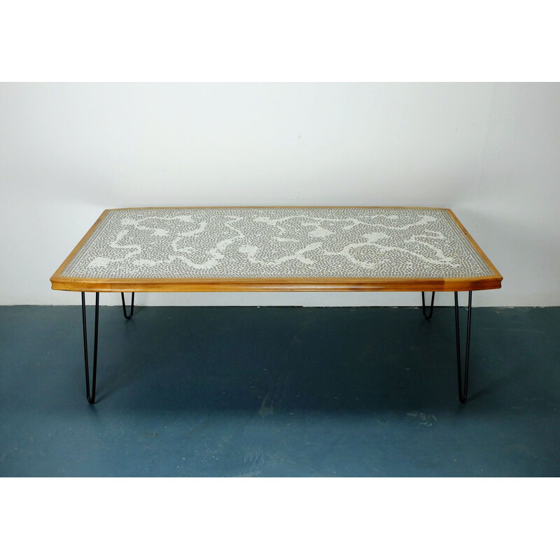 Vintage coffee table with surface tiled, Germany