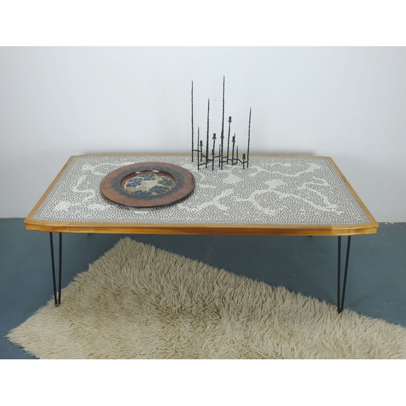 Vintage coffee table with surface tiled, Germany