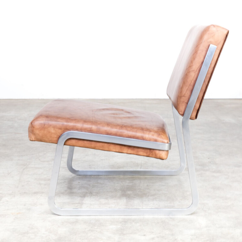 Paire de fauteuils vintage en acier et cuir par Paul Sumi pour Lübke & Rolf