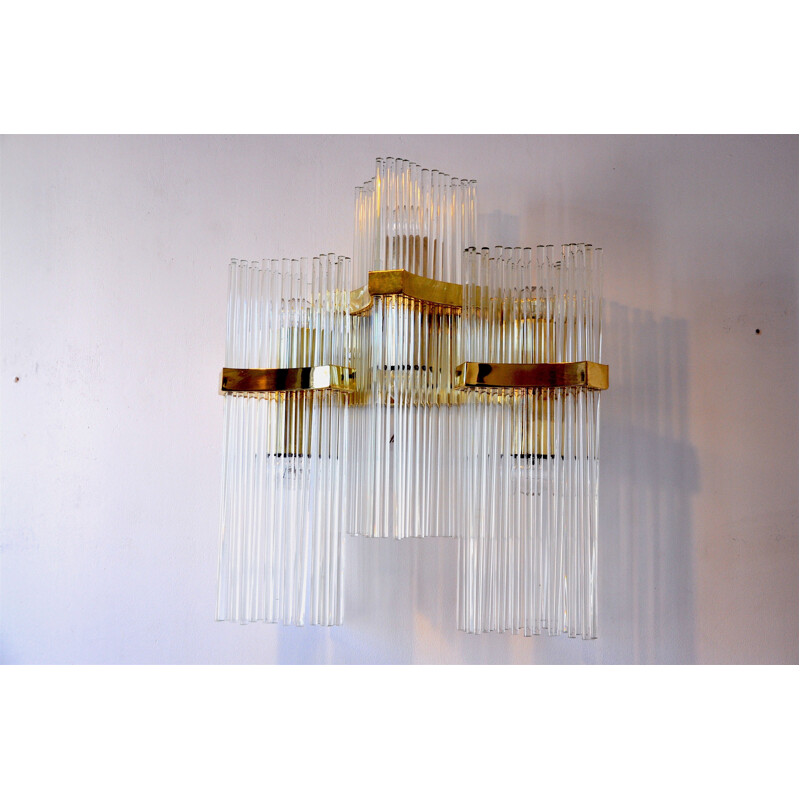 Vintage triple wall lamp Gold 1970