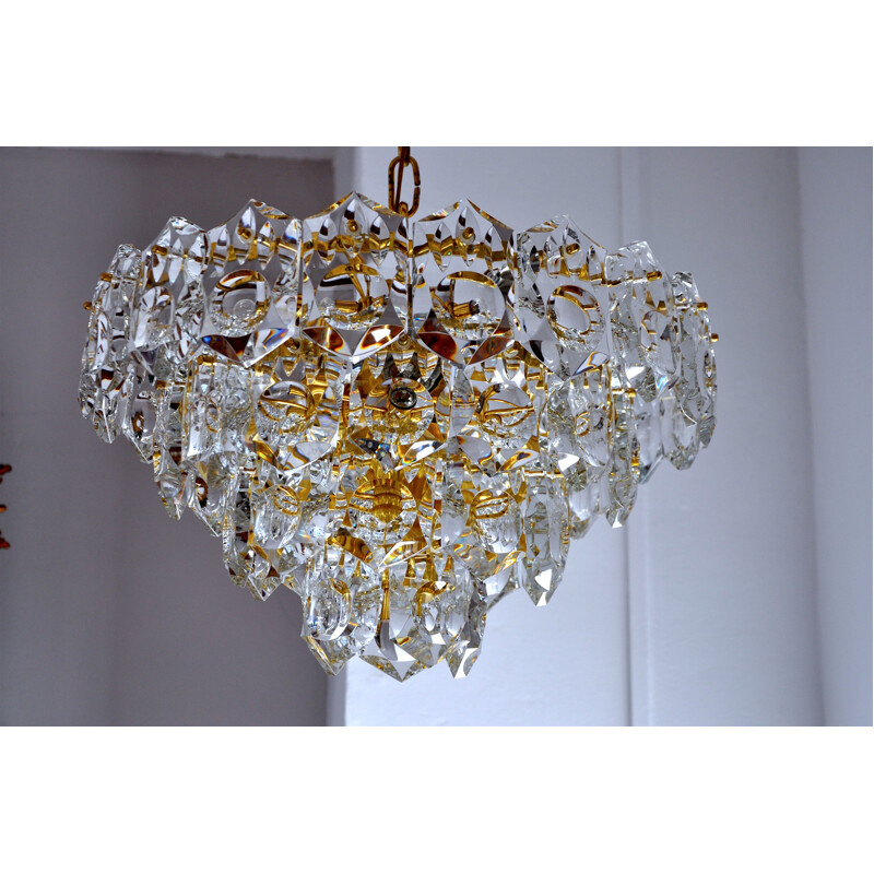 Chandelier vintage Golden Kinkeldey, 50 crystals, 1960