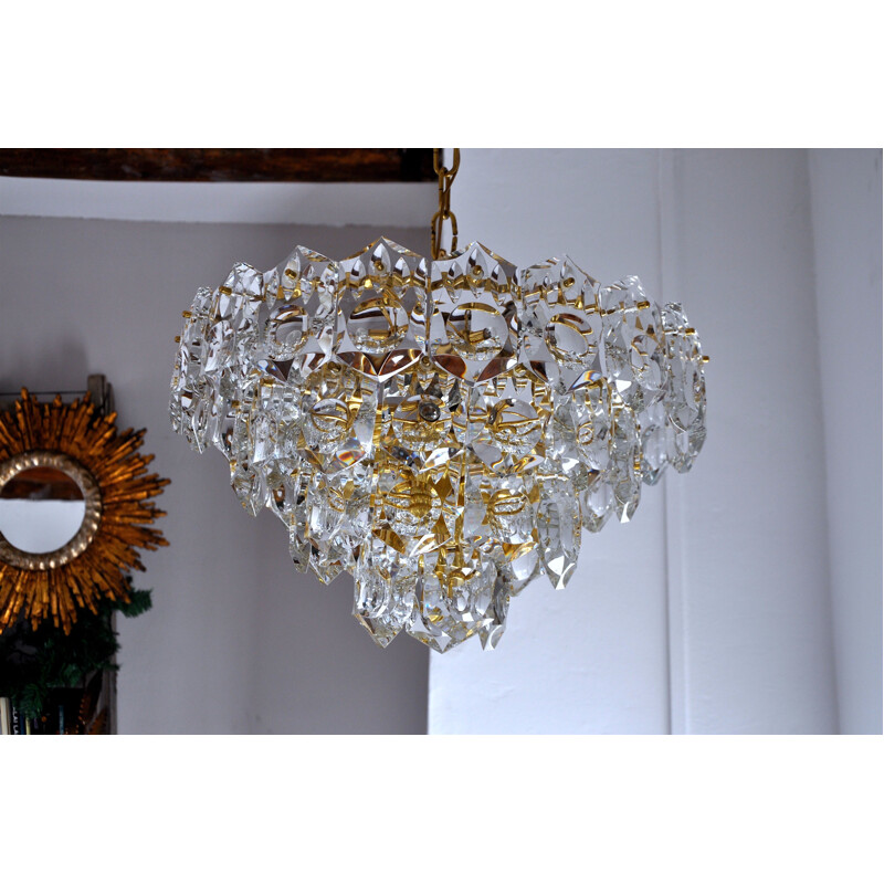 Chandelier vintage Golden Kinkeldey, 50 crystals, 1960