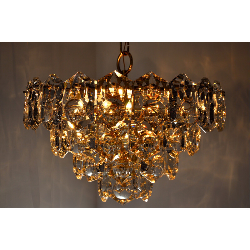 Chandelier vintage Golden Kinkeldey, 50 crystals, 1960