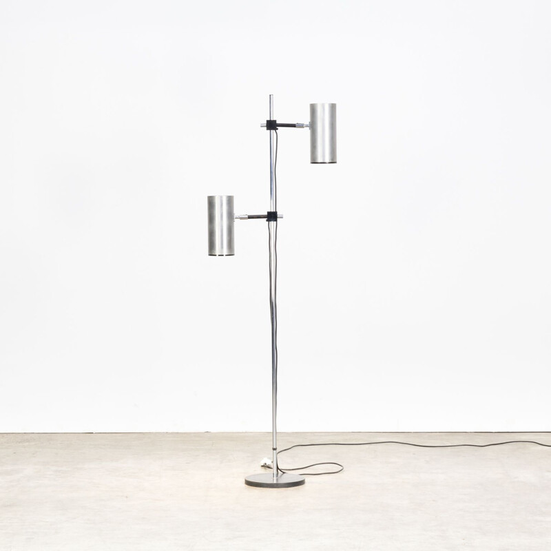 Vintage double stainless steel floor lamp by Maria Pergay for Uginox, 1960