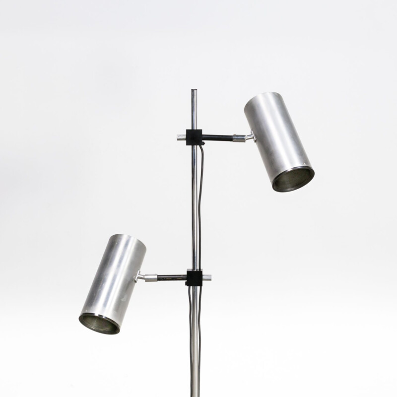 Vintage double stainless steel floor lamp by Maria Pergay for Uginox, 1960