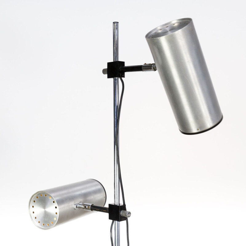 Vintage double stainless steel floor lamp by Maria Pergay for Uginox, 1960