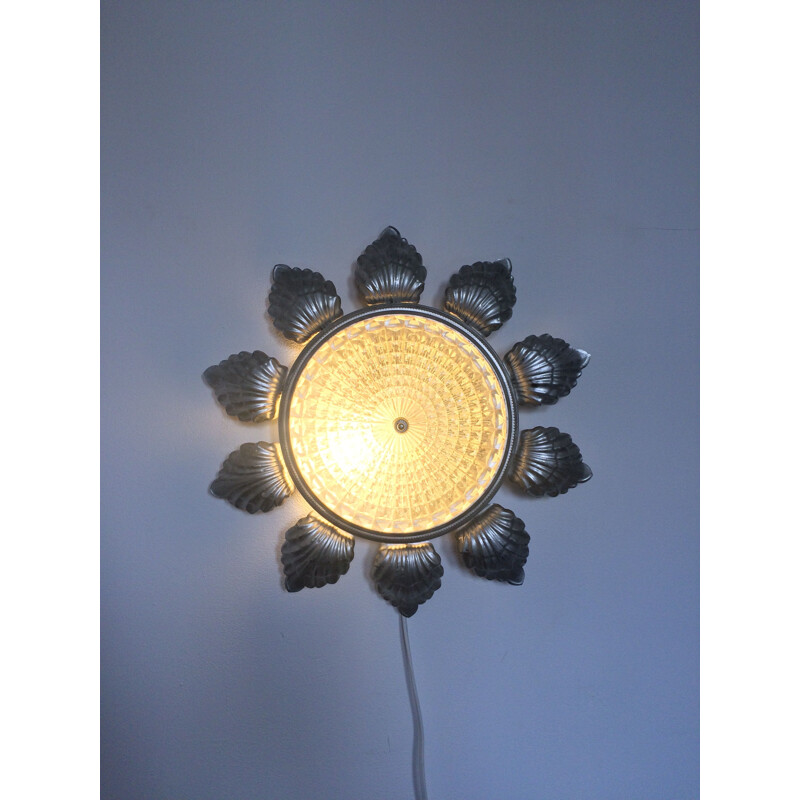 Vintage wall lamp sun in cut glass