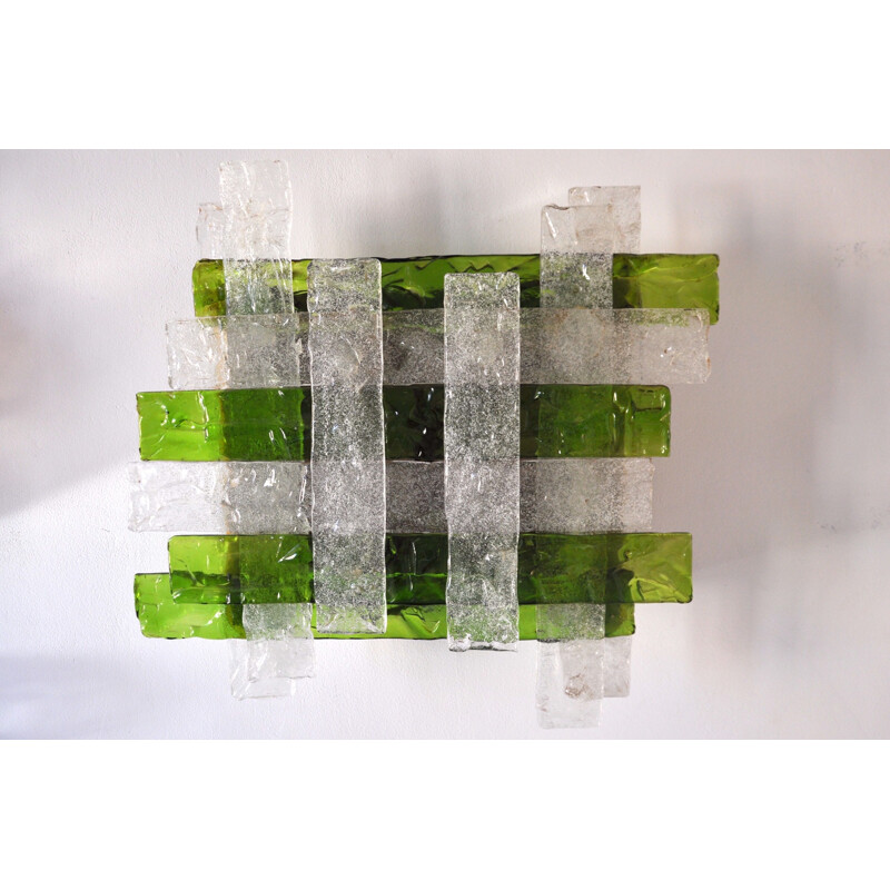 Vintage green wall lamp in glass of Murano by Poliarte