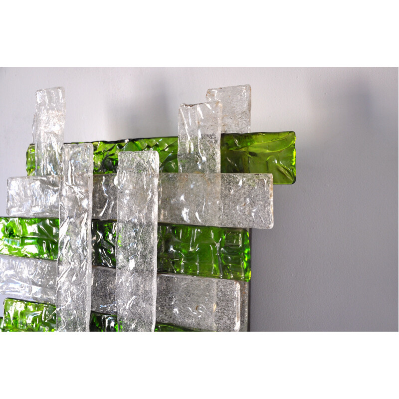 Applique vintage verte en verre de Murano par Poliarte