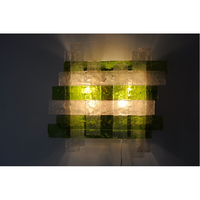 Vintage green wall lamp in glass of Murano by Poliarte