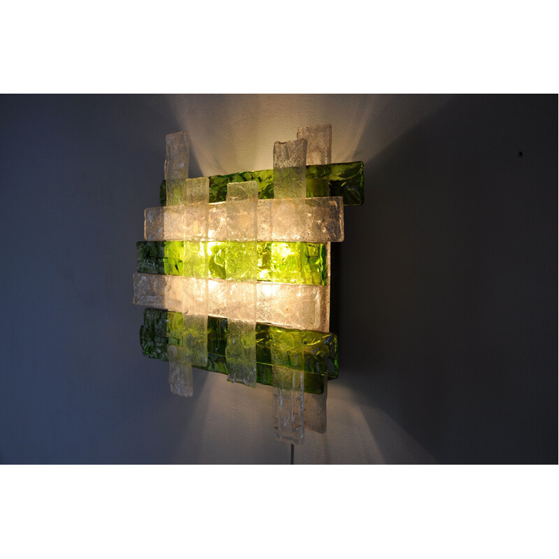 Vintage green wall lamp in glass of Murano by Poliarte