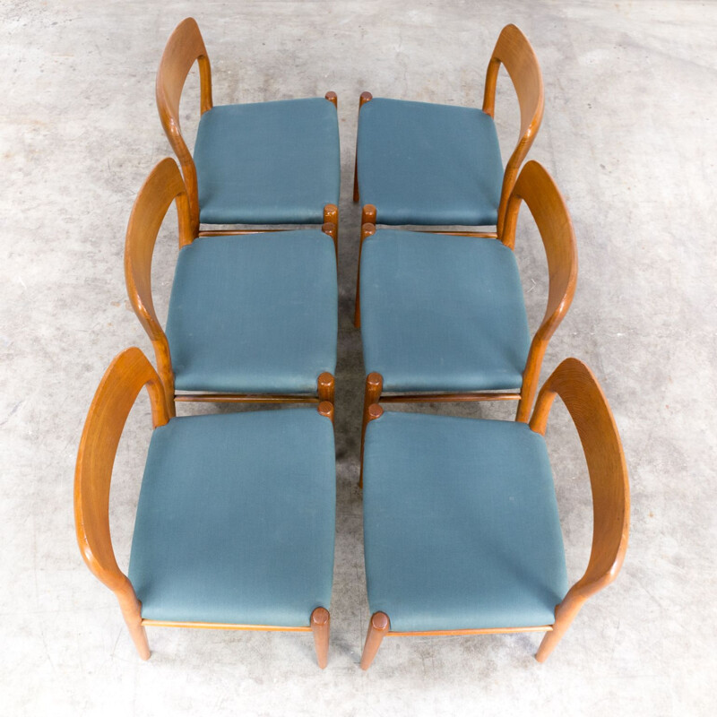 Set of 6 vintage chair model 75 by Niels O. Møller for J.L. Møller