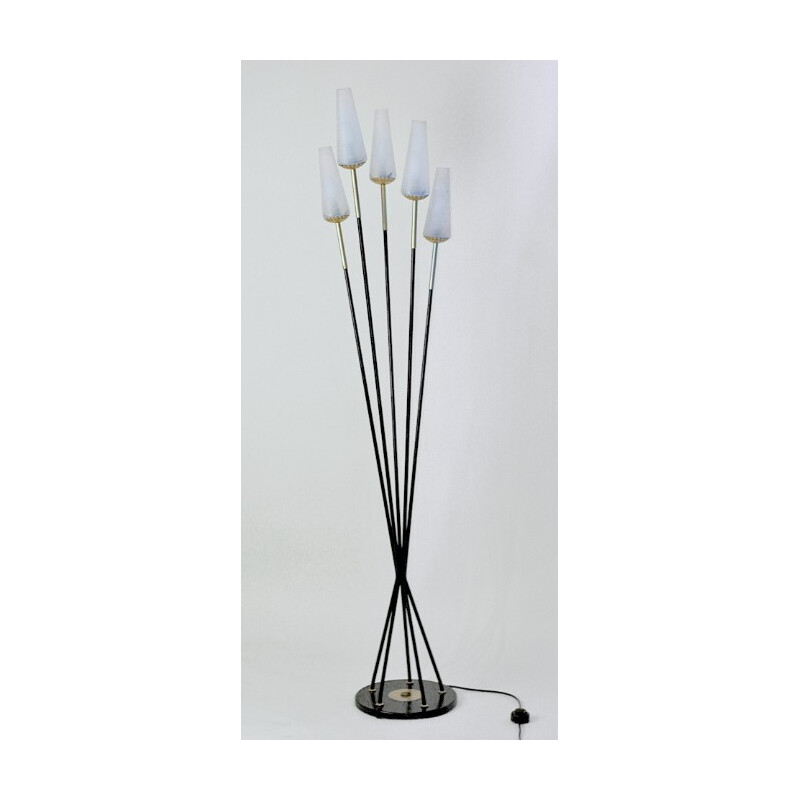 Vintage floor lamp in metal, brass and glass - 1960s
