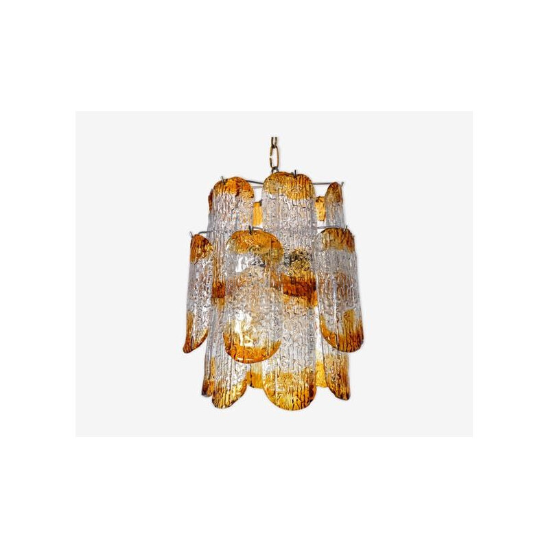 Vintage chandelier Mazzega Murano orange