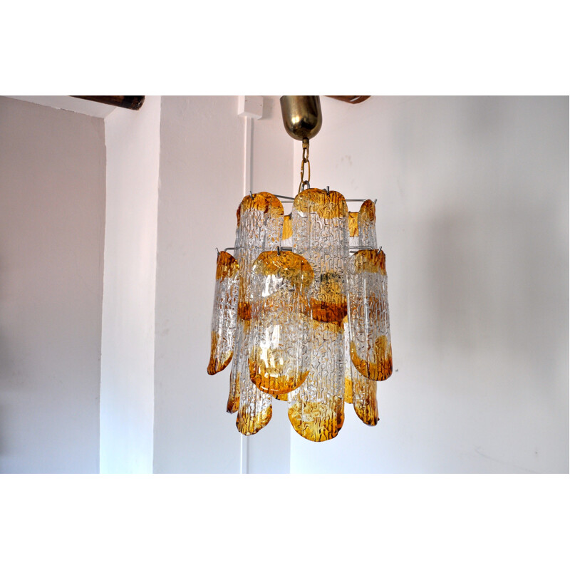 Vintage chandelier Mazzega Murano orange