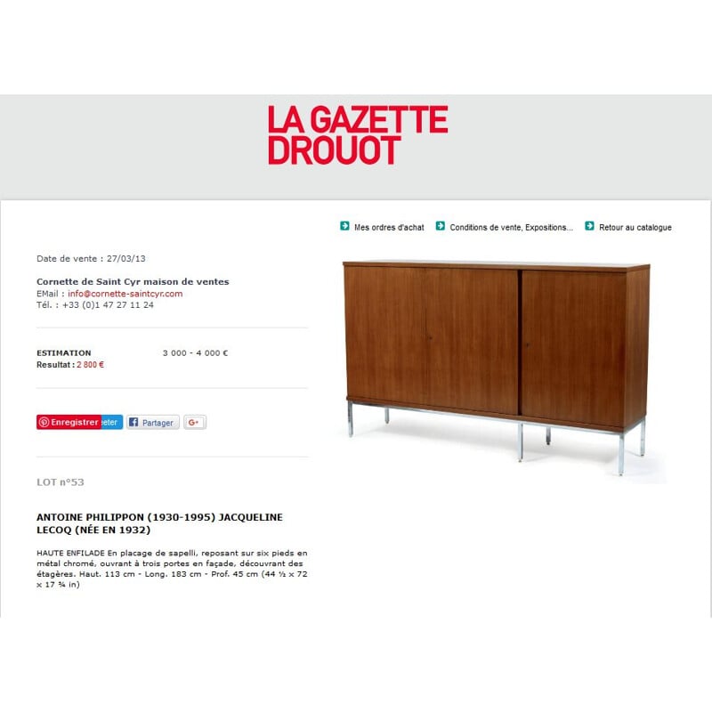 Vintage cabinet by Philippon and Lecoq for Degorre