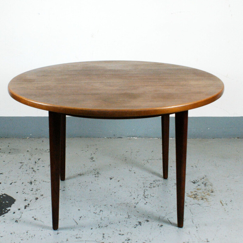 Table à repas vintage extensible en teck par Niels Koefoeds